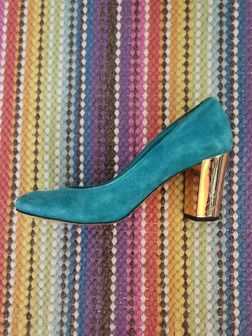 Dolce Vida Teal Suede Pumps With Gold Heel Size 8